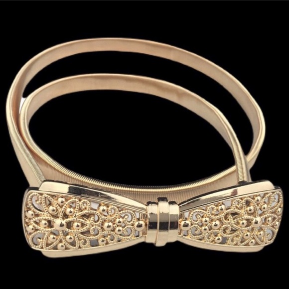 Annette's Eclectic Boutique Accessories - 2/$30 Gold Bowtie Cinch Belt 26"-40" Waist